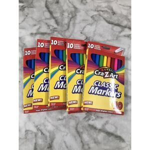Lot 5 Color Marker Set Super Bright Colors Classic Fineline 10 Colors CraZArt
